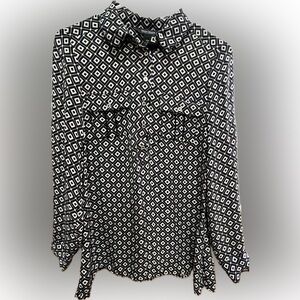 White House Black Market Geometric Silk Top